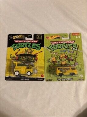 Hot Wheels Premium Teenage Mutant Ninja Turtles Lot Of 2 Party Wagon ‘66 Dodge